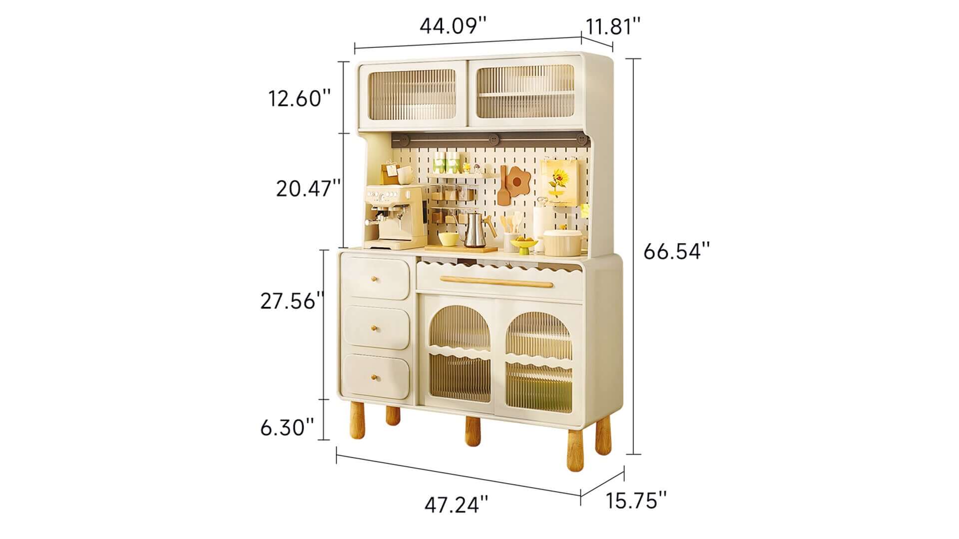 Dimension of Wood Sideboard Perforated Storage Cabinet