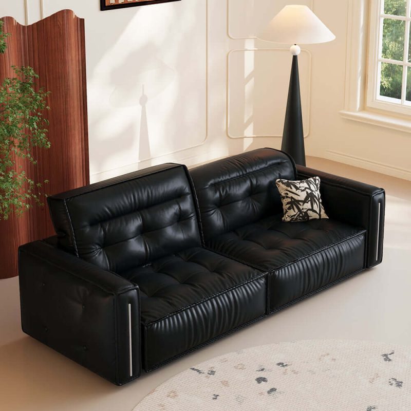 JASIWAY Smart Electric Leather Sofa Bed Couch - Vintage-Style Recliner Design