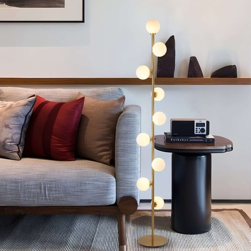 JASIWAY Modern LED Black 9-Light Tree Floor Lamp White Glass Globe