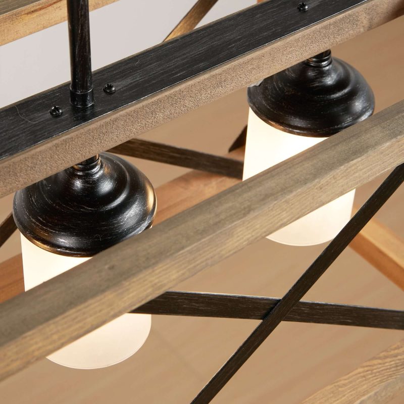 JASIWAY 4-light Rectangle Farmhouse Pendant with Wood Accents