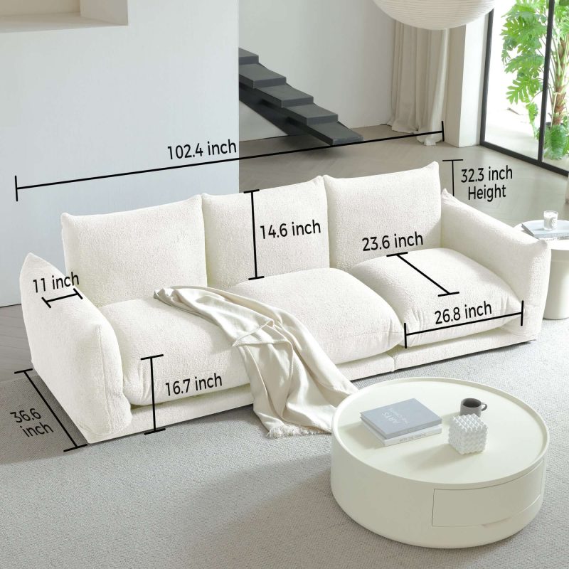JASIWAY Modern Modular Cloud Sectional Couch Lambswool Fabric Chaise Oversized Sofa