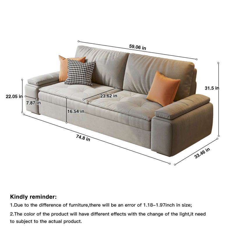 JASIWAY Modern Convertible Sleeper Sofa Bed with Storage Pull Out