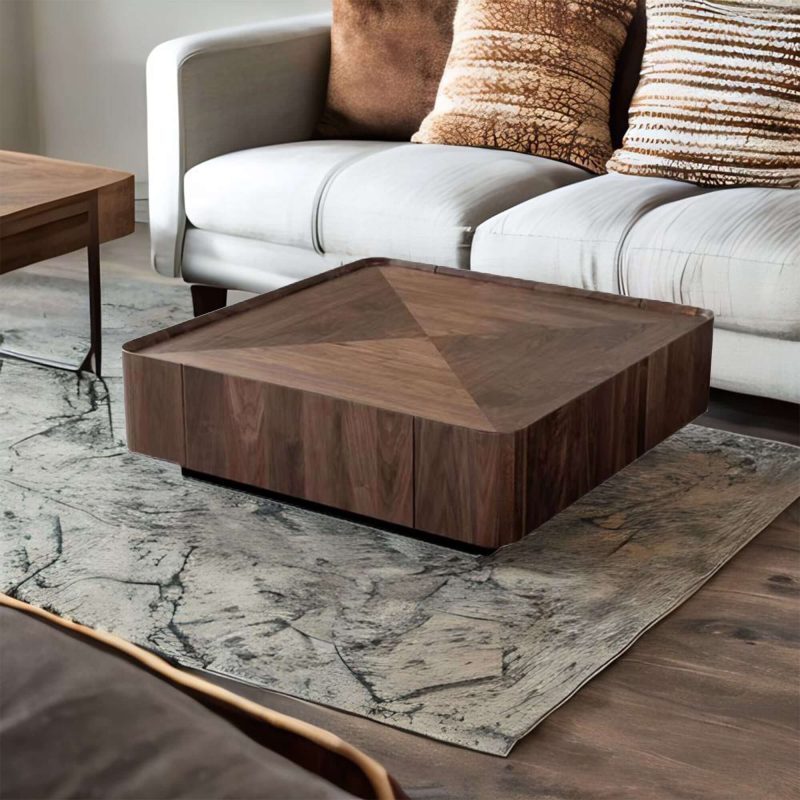 JASIWAY Modern Wooden Coffee Table with 2 Drawers