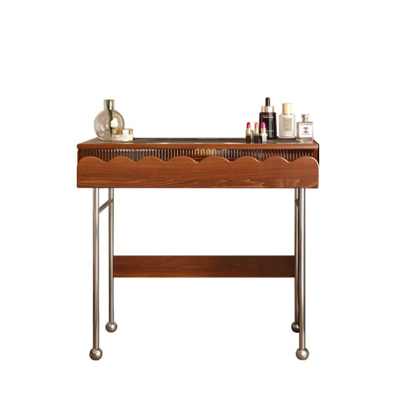 JASIWAY Freely Combinable Solid Wood Makeup Table with Cabinet & LED Mirror