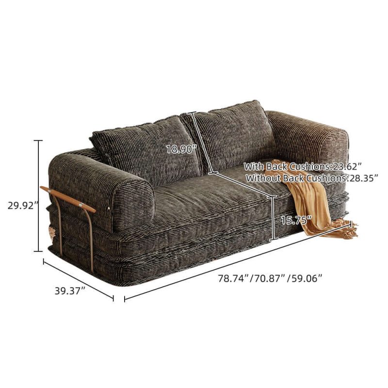 JASIWAY Freely Configurable Modular Futons Foldable Floor Couch Bed Sleeper Sofas with Corduroy Fabric