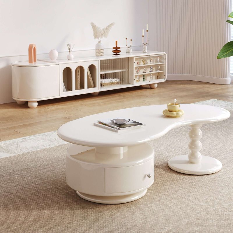 JASIWAY Modern Creative White Coffee Table with Storage