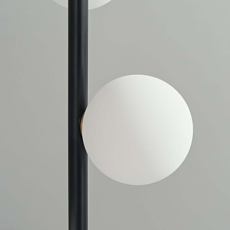 JASIWAY Modern LED Black 9-Light Tree Floor Lamp White Glass Globe