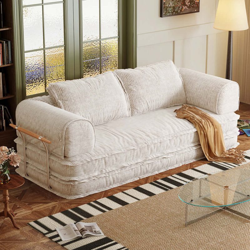 JASIWAY Freely Configurable Modular Futons Foldable Floor Couch Bed Sleeper Sofas with Corduroy Fabric
