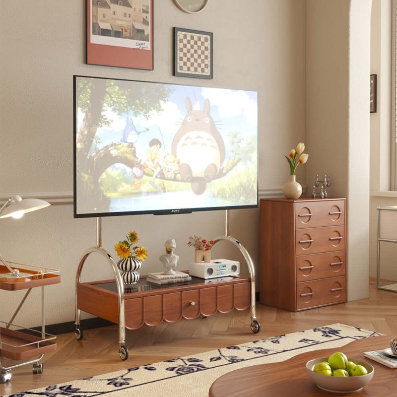 JASIWAY Modern Movable TV Stand Wood Small Media Console for Living Room