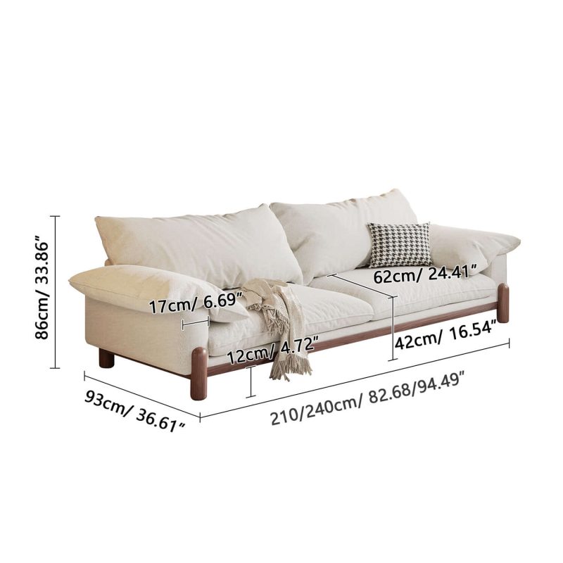 JASIWAY Wooden Three-Seater Sofa with Armrests – Oversized Comfort and Style