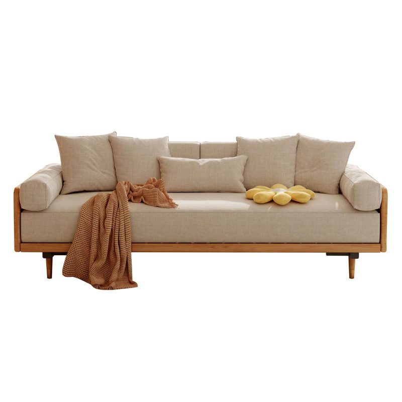 JASIWAY 82.68 Inches Modern Retractable Solid Wood Sleeper Sofa Bed