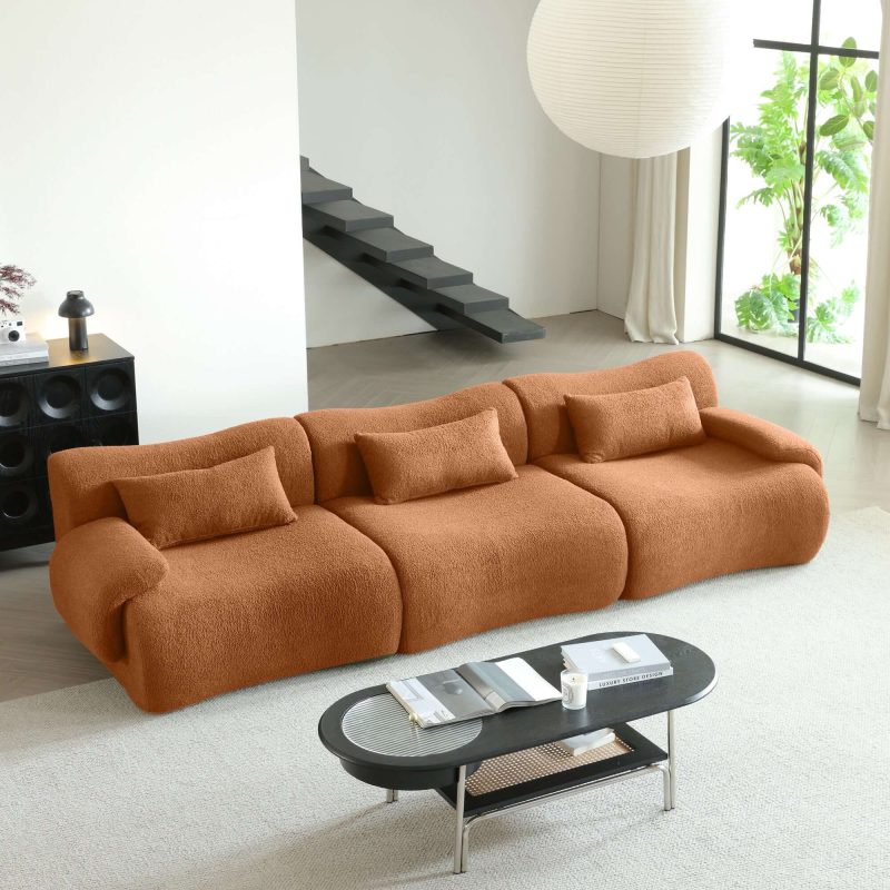 JASIWAY Modern Teddy Velvet Upholstered Sectional Sofa Modular Sofa