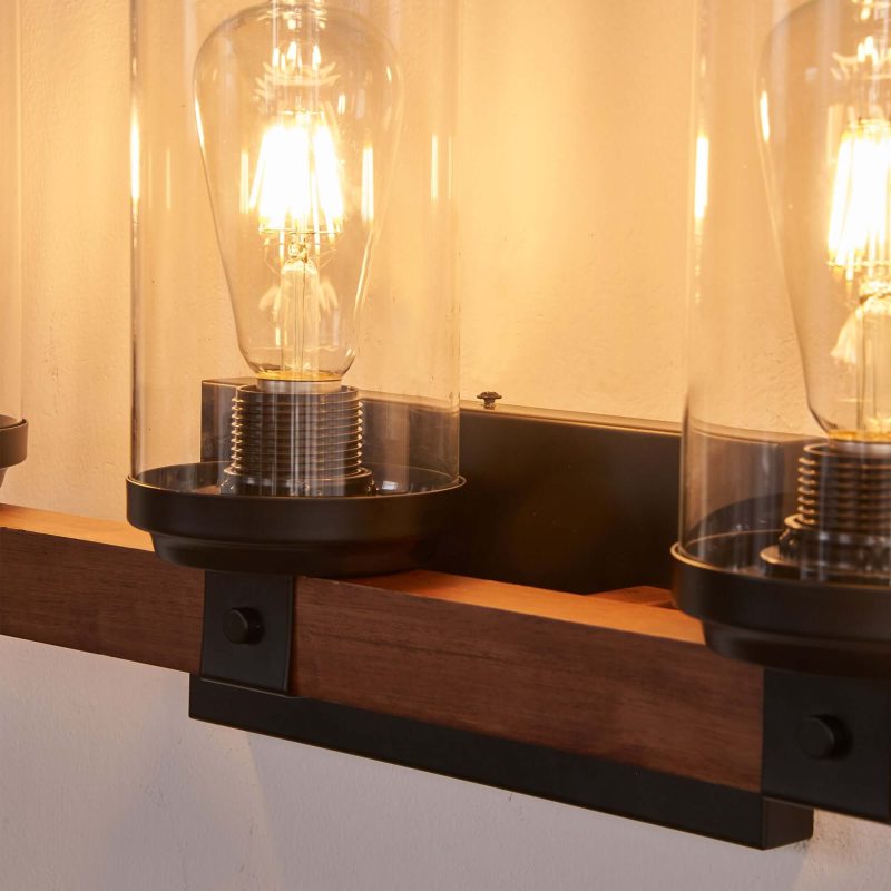 JASIWAY 3-Light Metal Frame Modern Wall Sconce with Clear Glass Shades  Vanity Lights Over Mirror