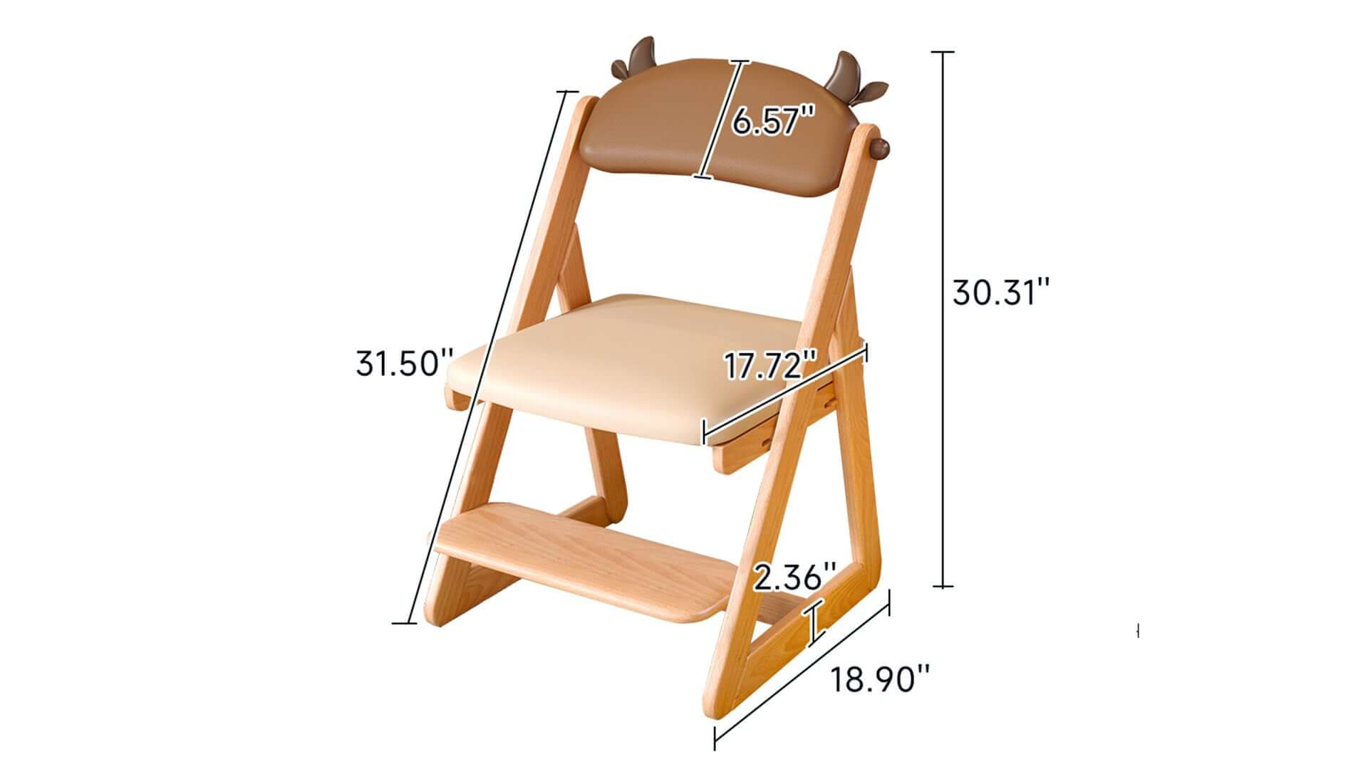 Dimension of Adjustable Height Writing Chair Learning Chair with Backrest
