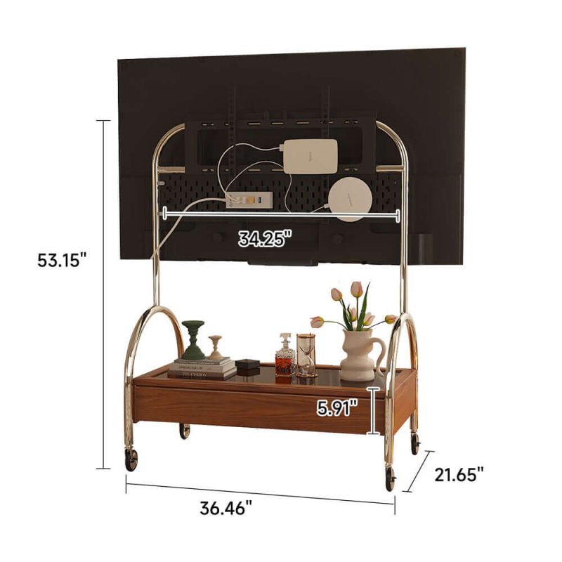 JASIWAY Modern Movable TV Stand Wood Small Media Console for Living Room