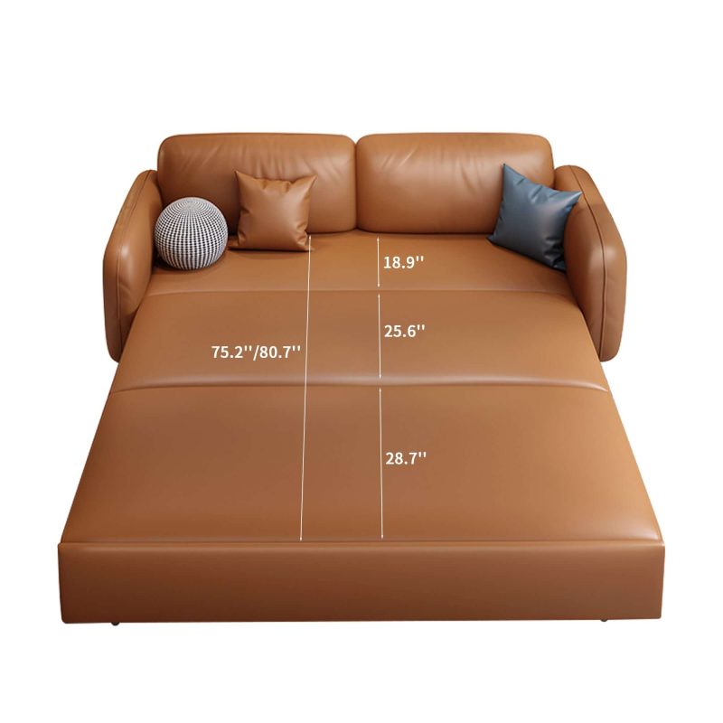 JASIWAY 62.2'' Faux Leather Convertible Sleeper Sofa Bed with Storage