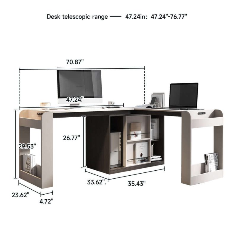 JASIWAY Home Office Desk Luxury Corner Desk L-Shaped