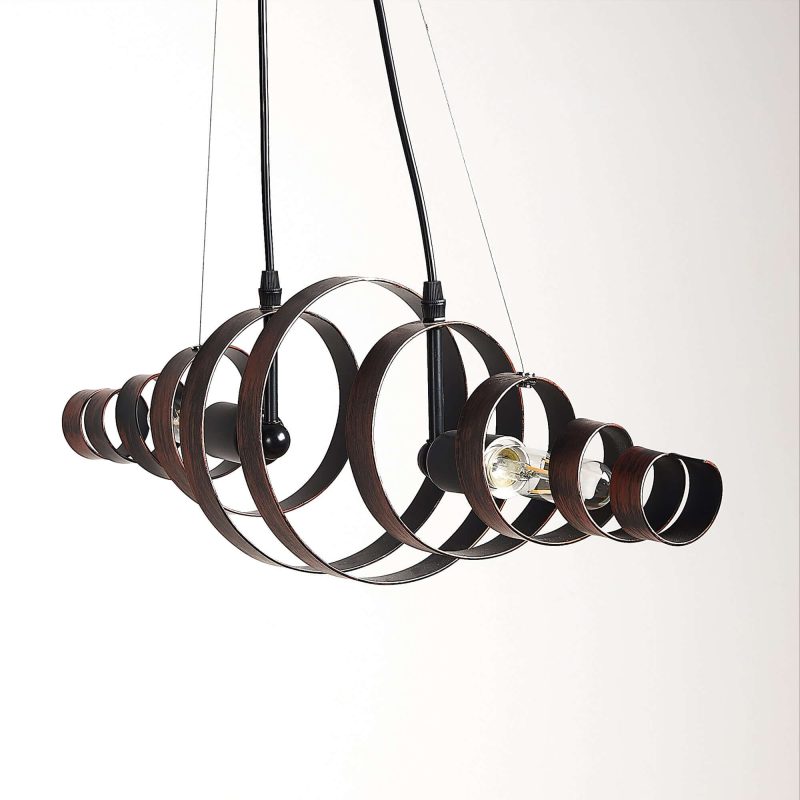 JASIWAY 2-Light Spiral Chandelier Pendant Spring Shaped Metal Suspension