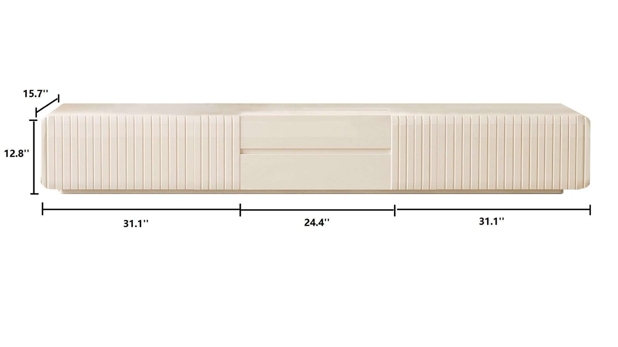 Dimension of Minimalist Beige TV Stand & Entertainment Center with Storage Drawers