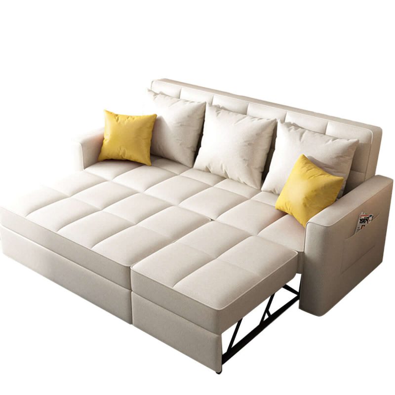 JASIWAY Linen Convertible Sleeper Sofa Chair Bed Beige 70.8"