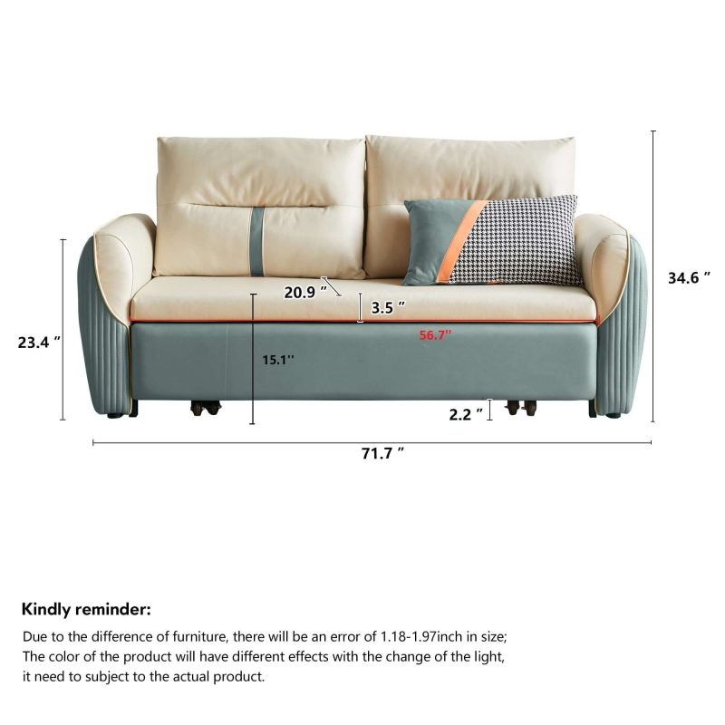 JASIWAY 71.7"  Folding Leisure Sofa Bed with Storage Pocket