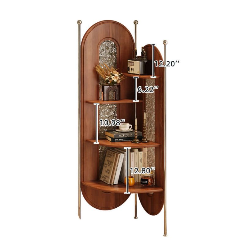 JASIWAY Solid Wood Corner Cabinet Retro Style Triangle Bookshelf