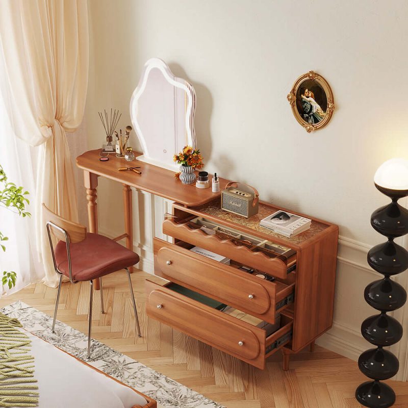 JASIWAY Expandable Solid Wood Makeup Table Organizer