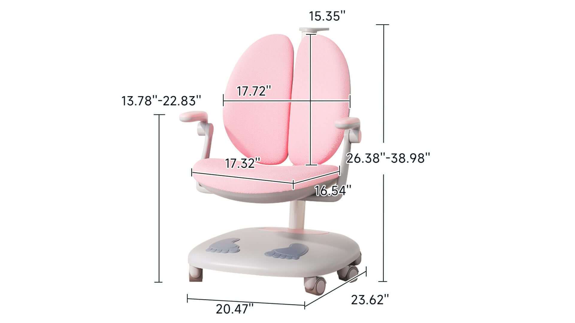 Dimension of Children's Learning Chair Adjustable Height with Backrest