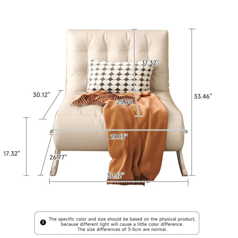 JASIWAY Retro Leather Lazy Barcelona Sofa Chair with Metal Leg