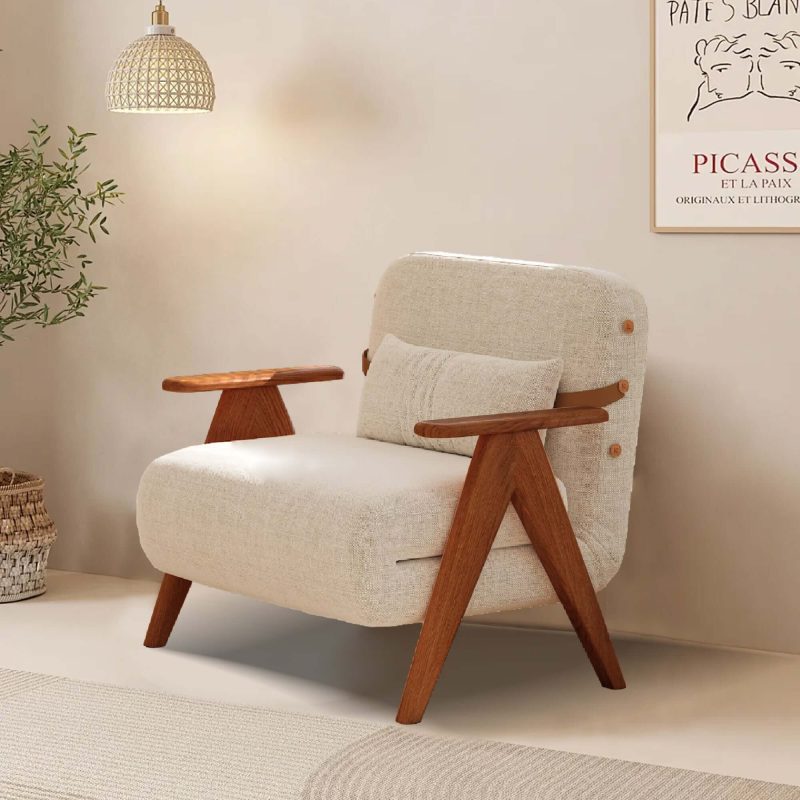 JASIWAY Foldable Reclining Sofa with Armrest  Cotton Linen