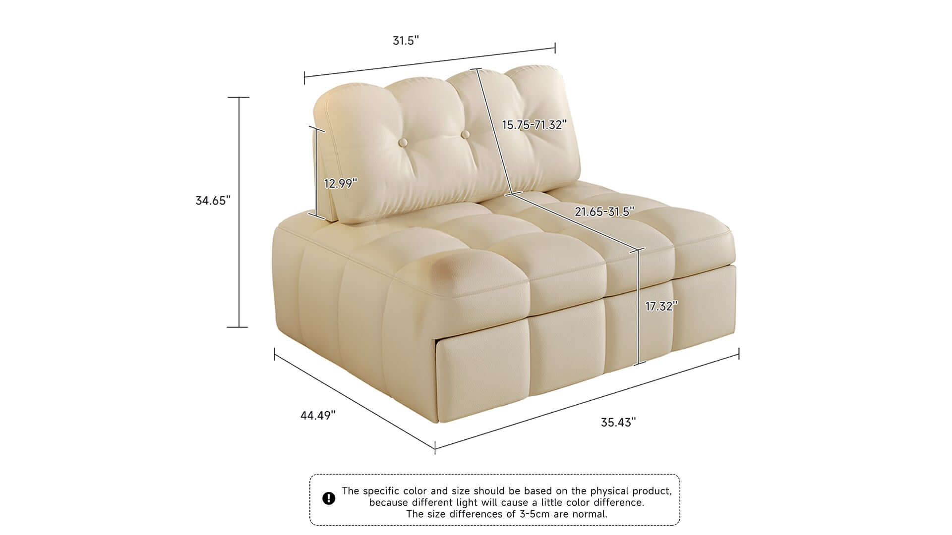 Dimension of Modern Convertible Sofa Bed Easily Switch Between Couch and Bed