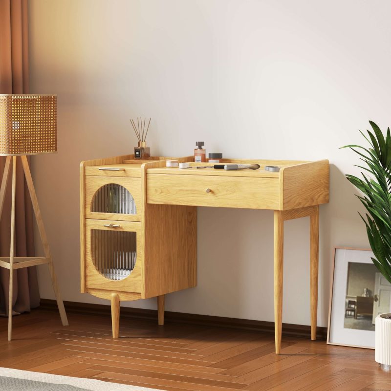 JASIWAY Wooden Makeup Vanity Practical Dressing Table with 1 Drawer & 1 Cabinet