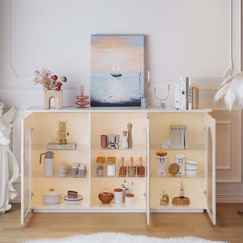 JASIWAY 62.99“ Beige Side Cabinet Large Storage Space