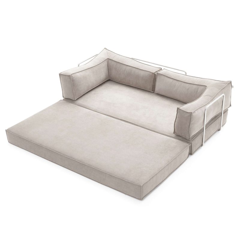 JASIWAY Corduroy Fabric 78.7" Compressed Sofa Bed Free DIY Couch with 3 Stainless Steel Frames