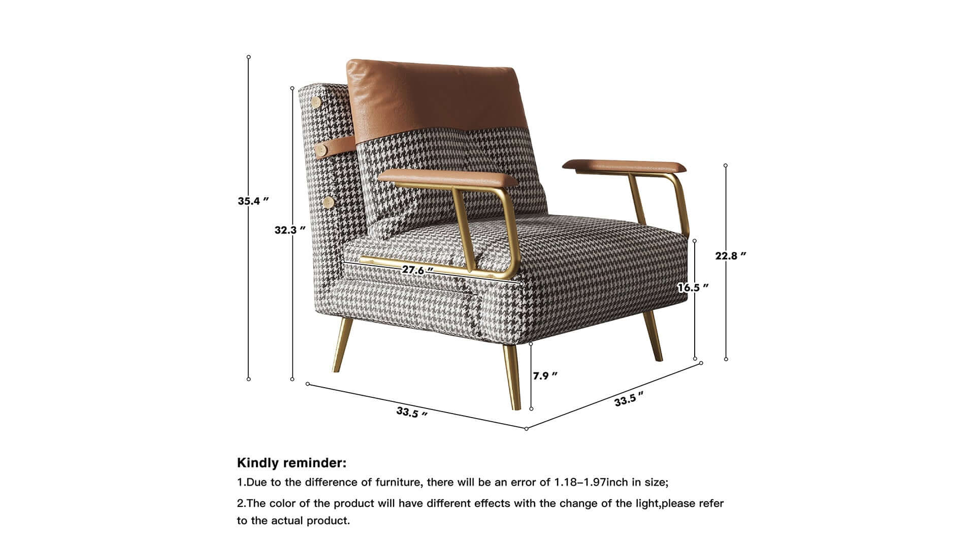 Dimension of 33.5" Convertible Sofa Upholstered Fabric Modern Style Sofa Bed