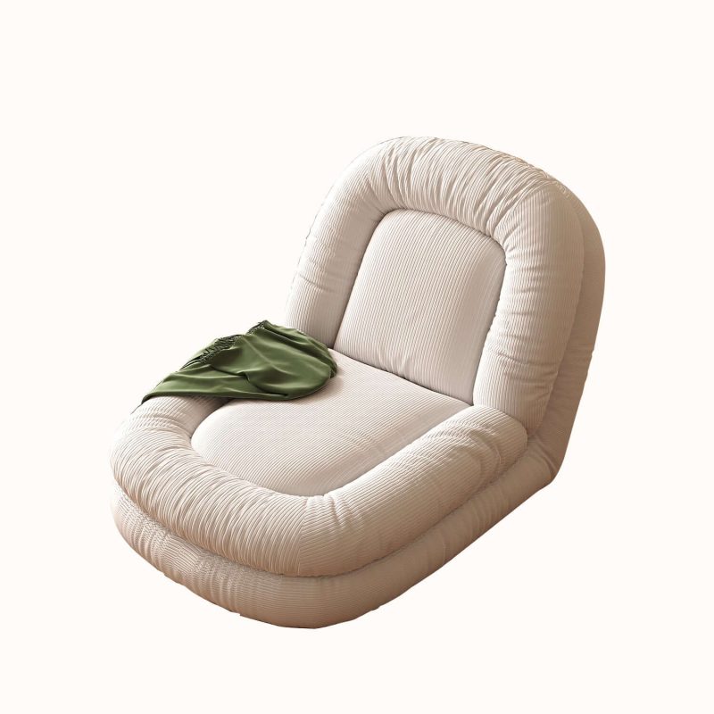 JASIWAY Modern Convertible Sleeper Sofa Bed Lazy Sofa Beige Teddy velvet