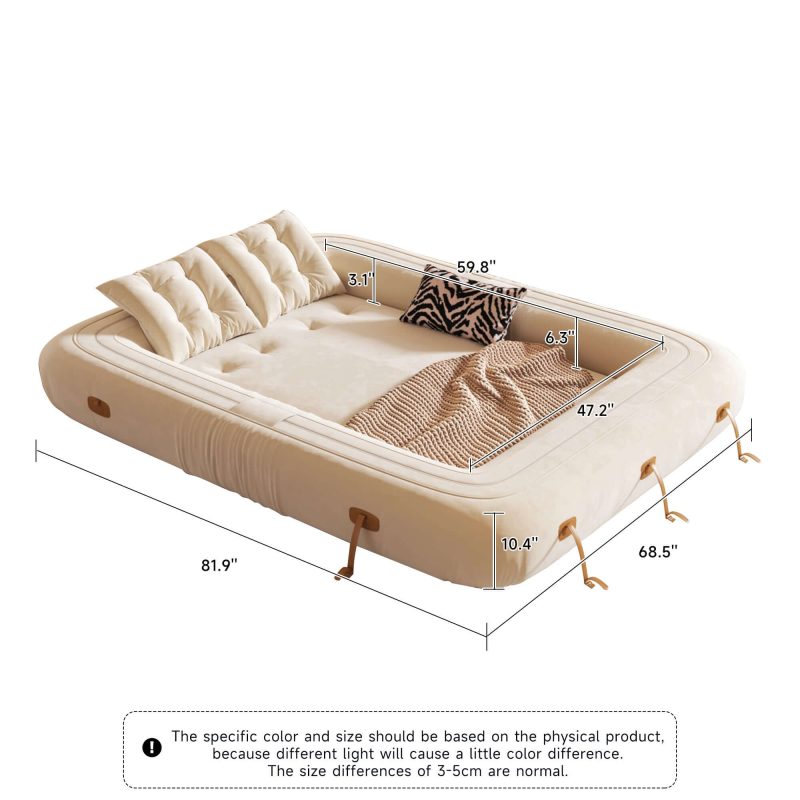 JASIWAY Bean Bag Style Pet-friendly Folding Floor Velvet Sleeper Sofa Bed