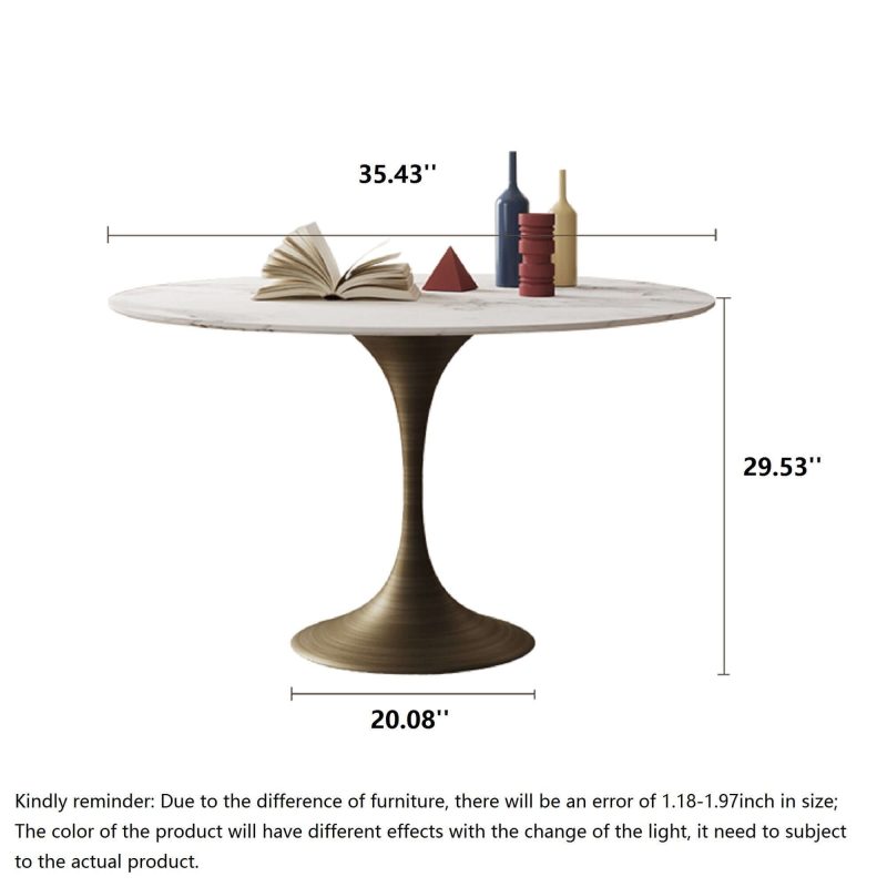 JASIWAY Luxury Round Dining Table and Chair Set with Sintered Stone Tabletop