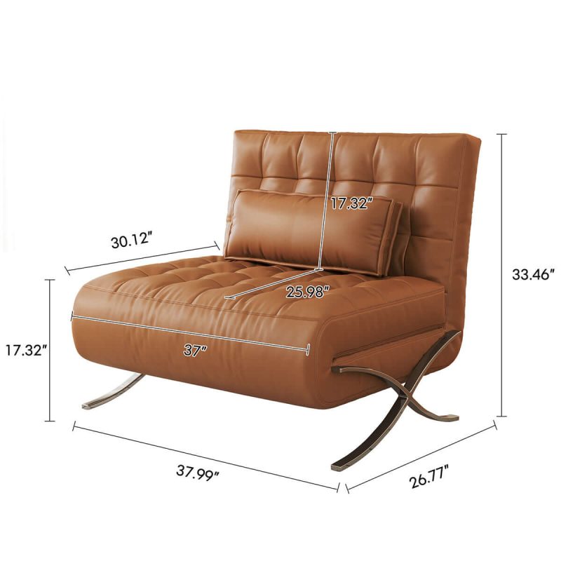 JASIWAY Retro Leather Lazy Barcelona Sofa Chair with Metal Leg