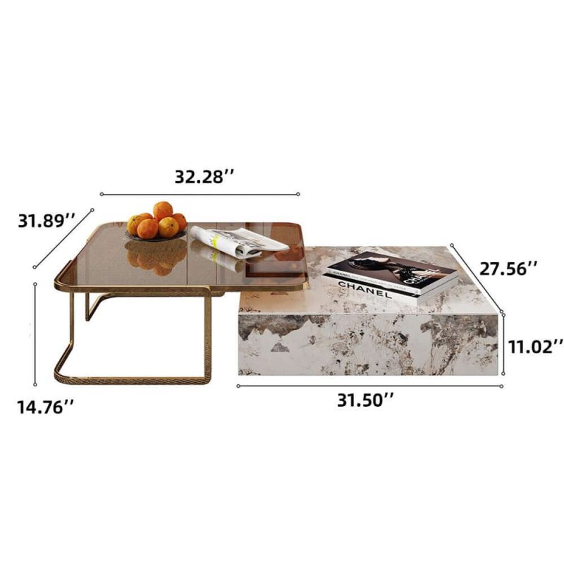 JASIWAY Rectangular Coffee Table Combination with 2 Drawers