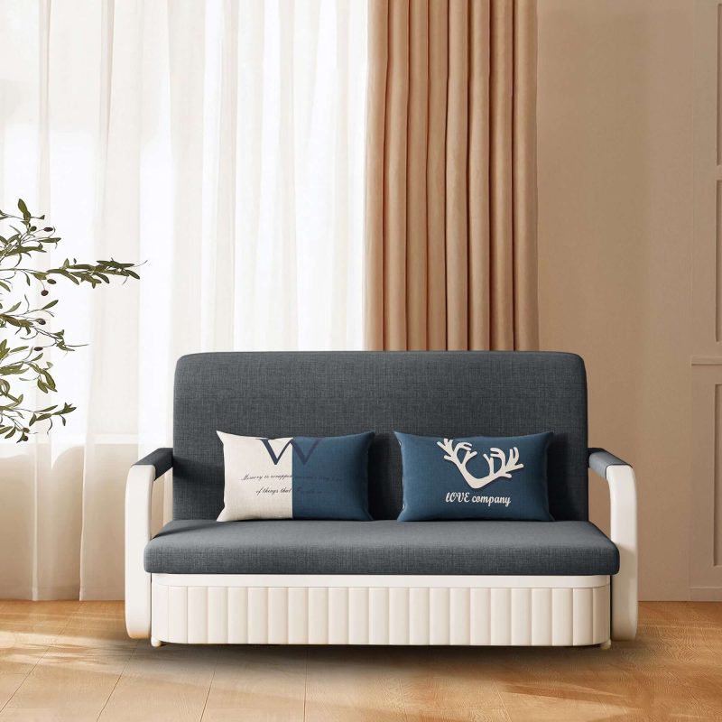 JASIWAY Two-Seaters Sofa Bed Cotton Linen Upholstered Storage with Square Arm