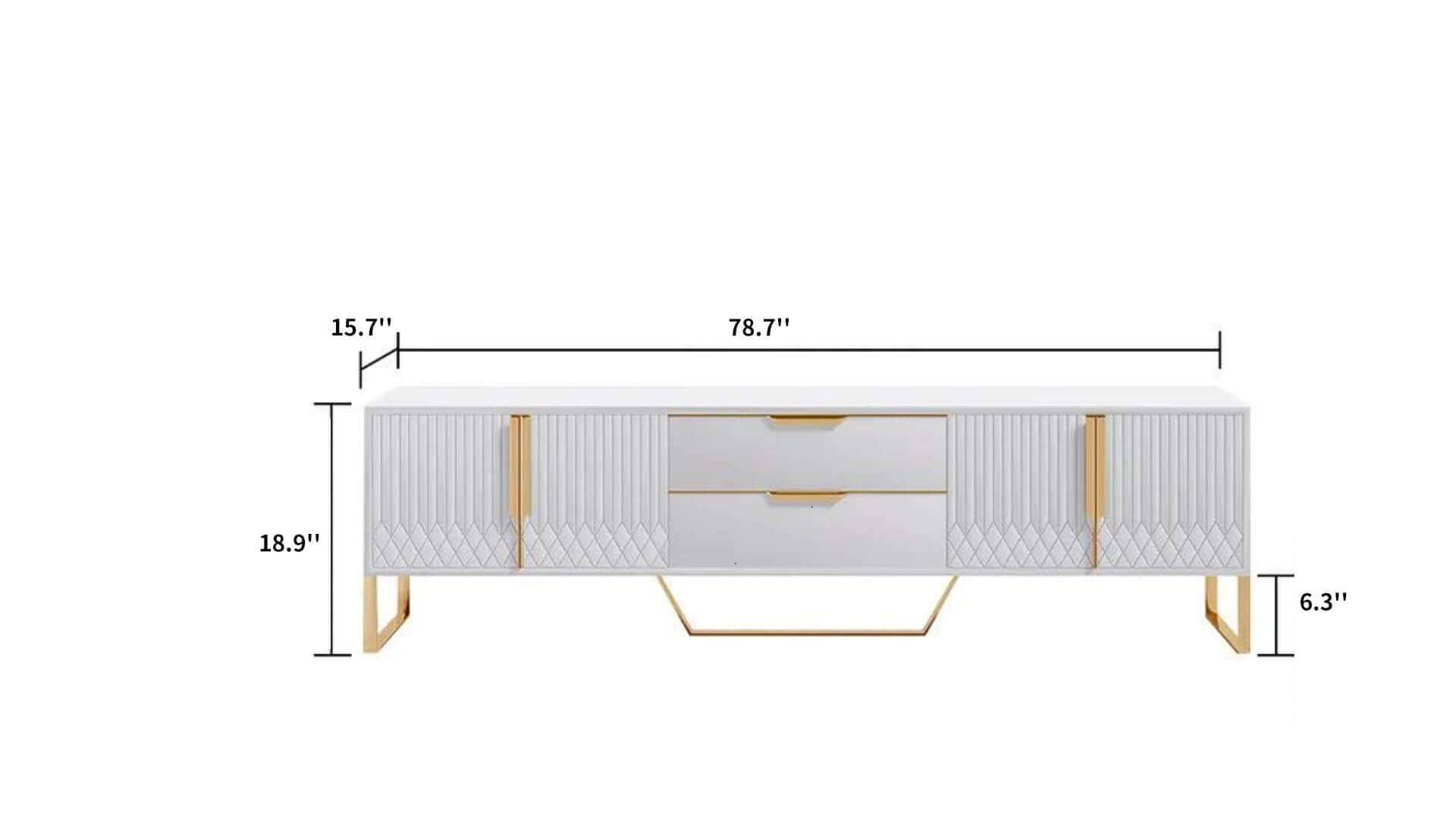 Dimension of Modern TV Stand with 2 Drawers & Cabinets Media Console