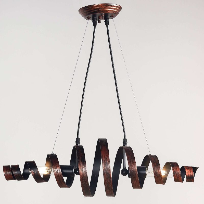 JASIWAY 2-Light Spiral Chandelier Pendant Spring Shaped Metal Suspension