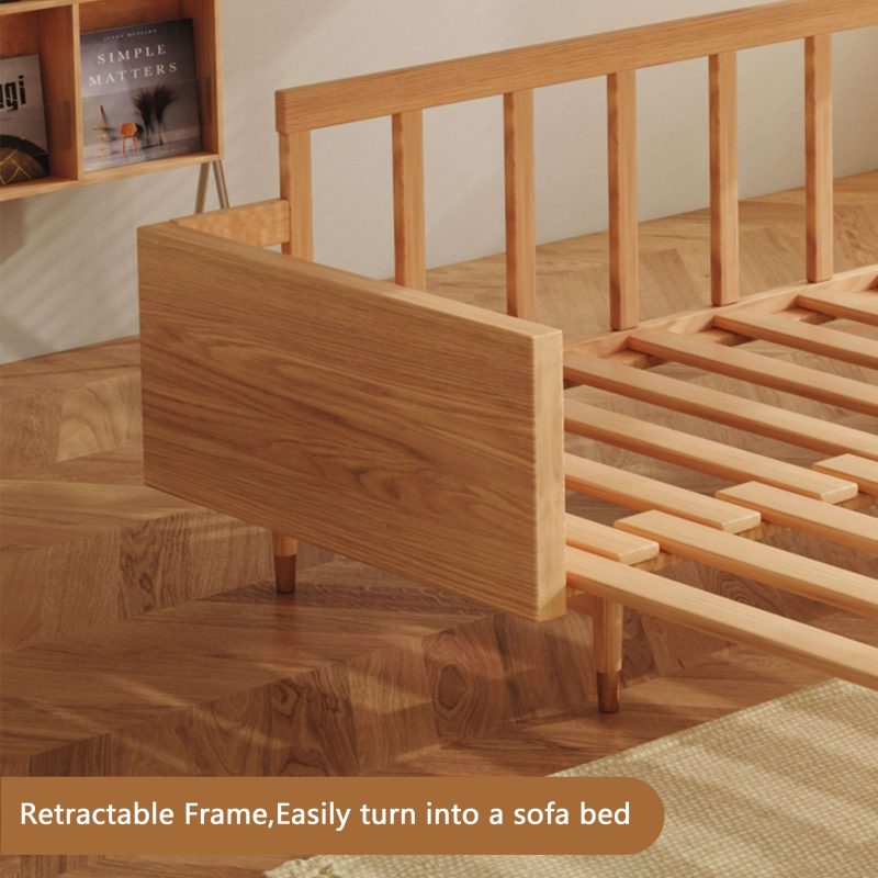 JASIWAY 82.68 Inches Modern Retractable Solid Wood Sleeper Sofa Bed