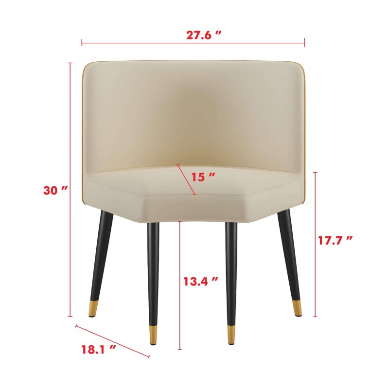 JASIWAY Modern White Faux Leather Upholstered Dining Chairs with Metal Leg (Set of 2)