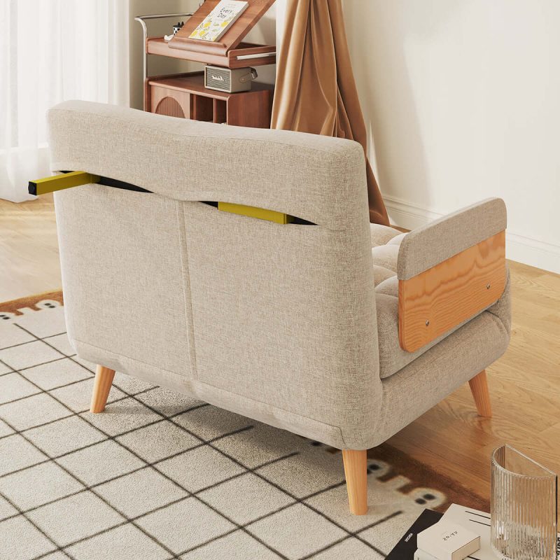 Hausfurn Beige Folding Sofa Bed Convertible Cotton & Linen