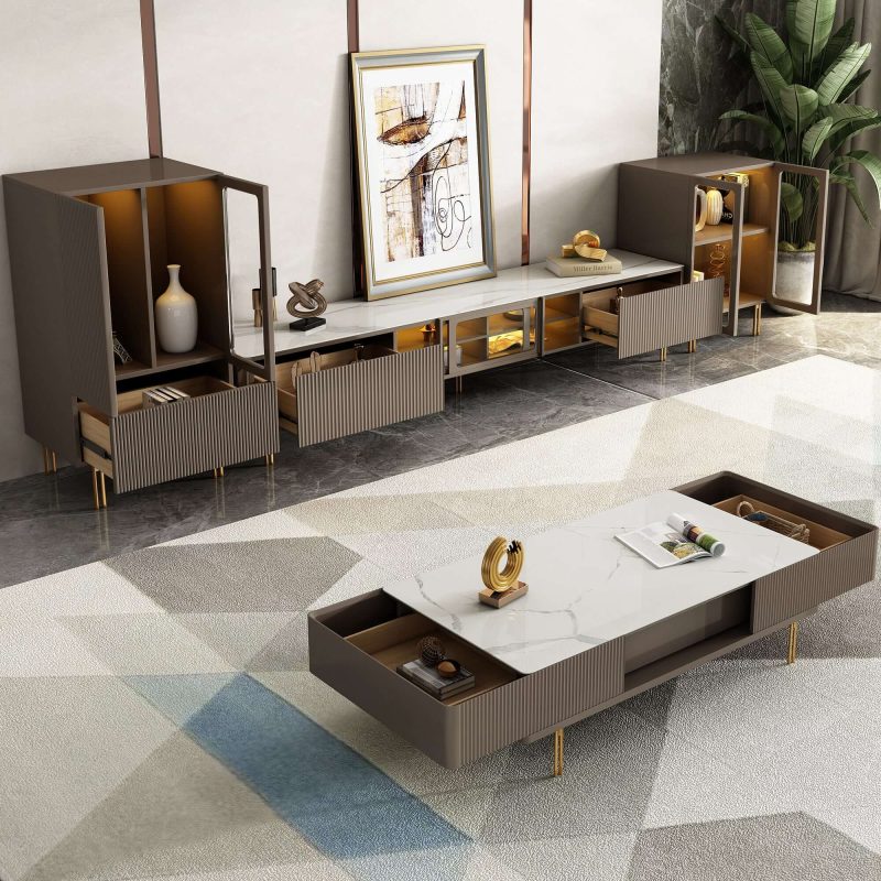 JASIWAY Modern Style TV Stand 78.7-Inch Media Console with Drawers