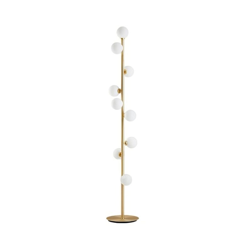 JASIWAY Modern LED Black 9-Light Tree Floor Lamp White Glass Globe