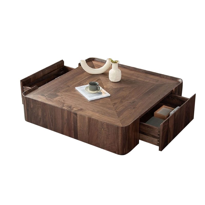 JASIWAY Modern Wooden Coffee Table with 2 Drawers