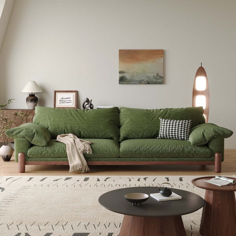 JASIWAY Wooden Three-Seater Sofa with Armrests – Oversized Comfort and Style
